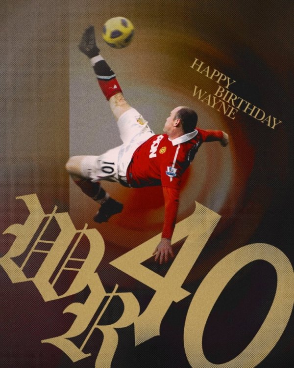 今天是鲁尼40岁生辰，曼联社媒道贺：足坛据说之一，生辰悦目♥️