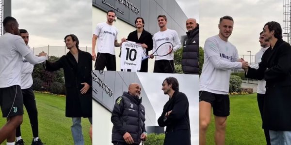 王人体：网球带领员穆塞蒂探班尤文现实基地，他是尤文的铁杆球迷