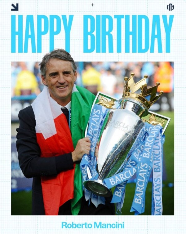 曾率队夺得三项冠军，曼城官推晒照祝名帅曼奇尼61岁诞辰甘心